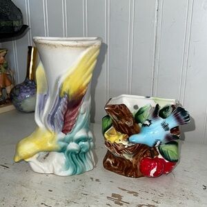 2 MCM Pottery bird wall pockets